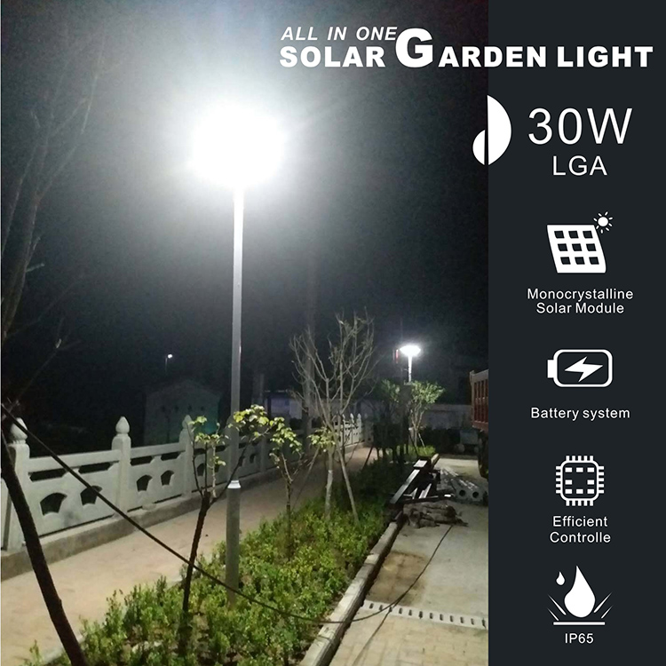 30W Integrated Solar Led Garden Light for Garden and Villa
