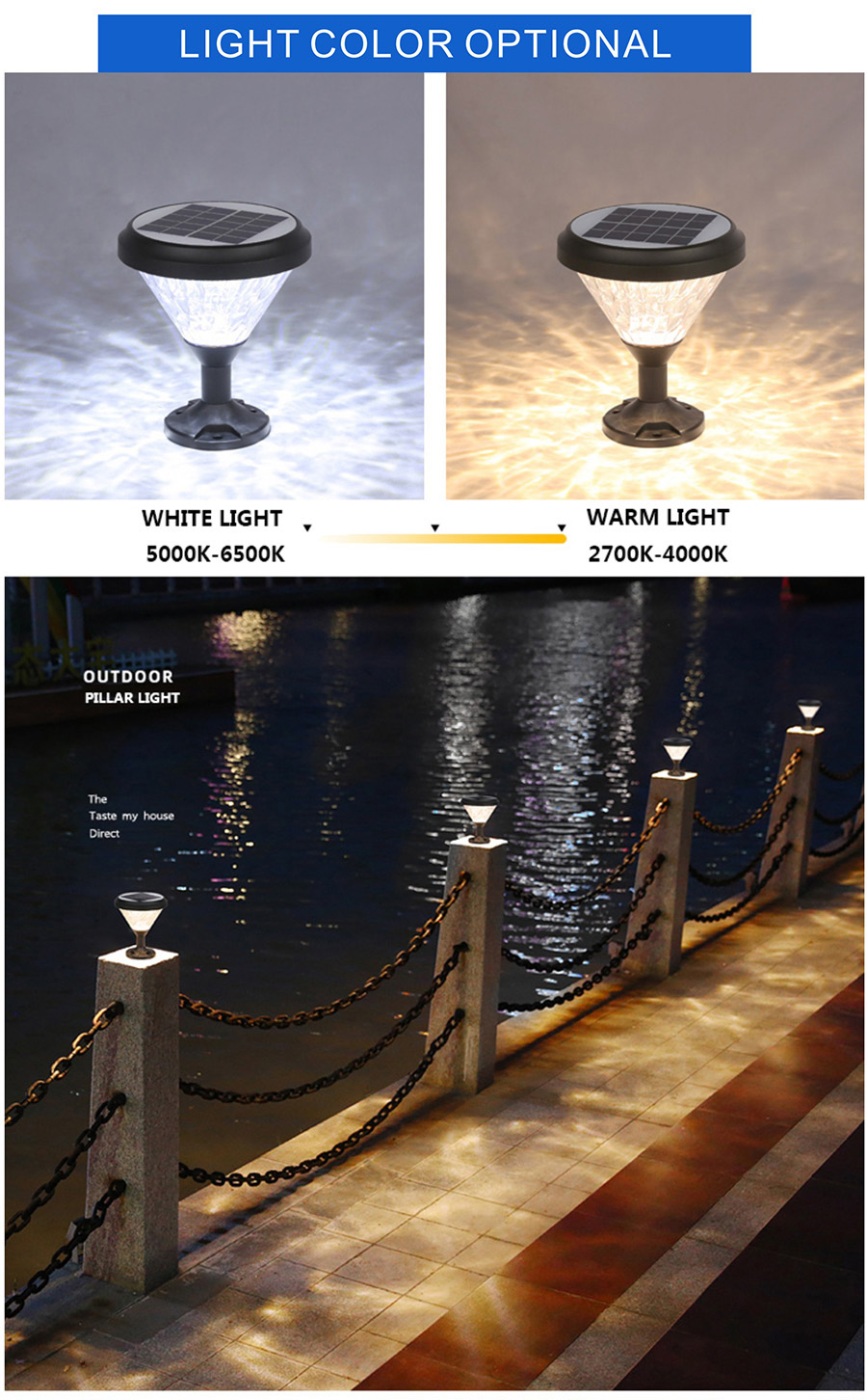 Led Solar Gate Lamp Pillar European Garden Light