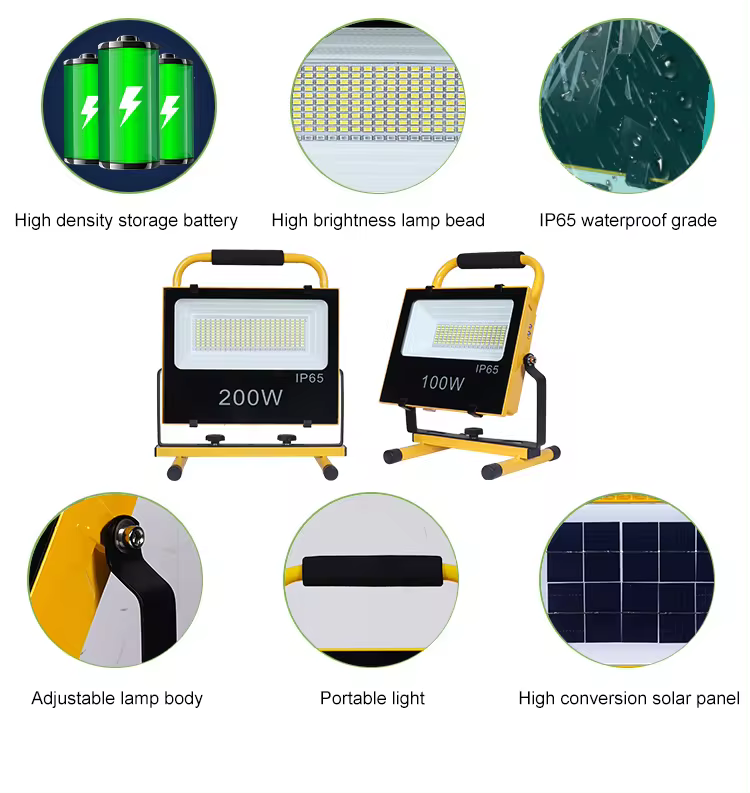 Outdoor 100w Integrated All In One Rechargeable Solar Led Floodlight