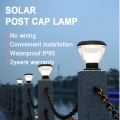 Super Bright Outdoor Courtyard Standing Aluminum PC Black Led Solar Gate Lamp Pillar European Garden Light