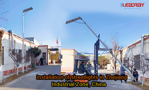 65PCS Installation of street lights in Zhejiang Industrial Zone, China The best streetlight manufacturer