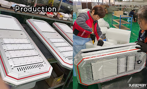 Production 80w Solar Street Light Production process of street lamp poles - daily work of LEADRAY