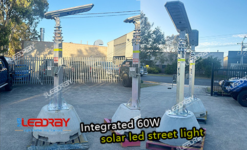 Aluminum Solar Outdoor Lighting Integrated 60w Waterproof street light solar power 60w solar led street light all in one with pole