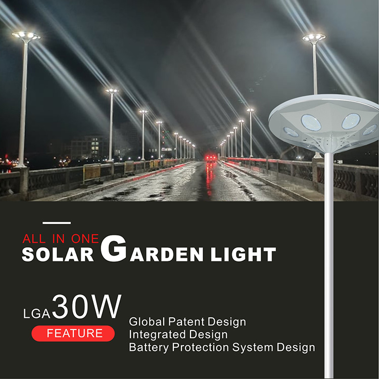 30W Integrated Solar Led Garden Light for Garden and Villa