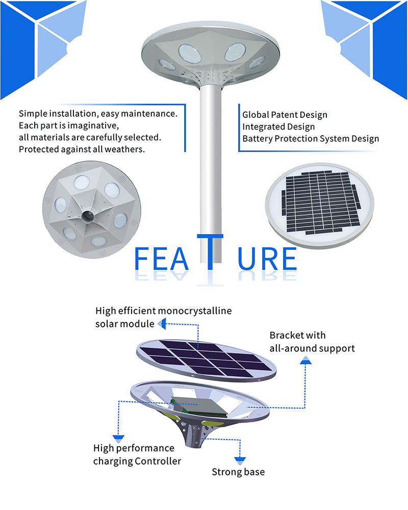 30W Integrated Solar Led Garden Light for Garden and Villa