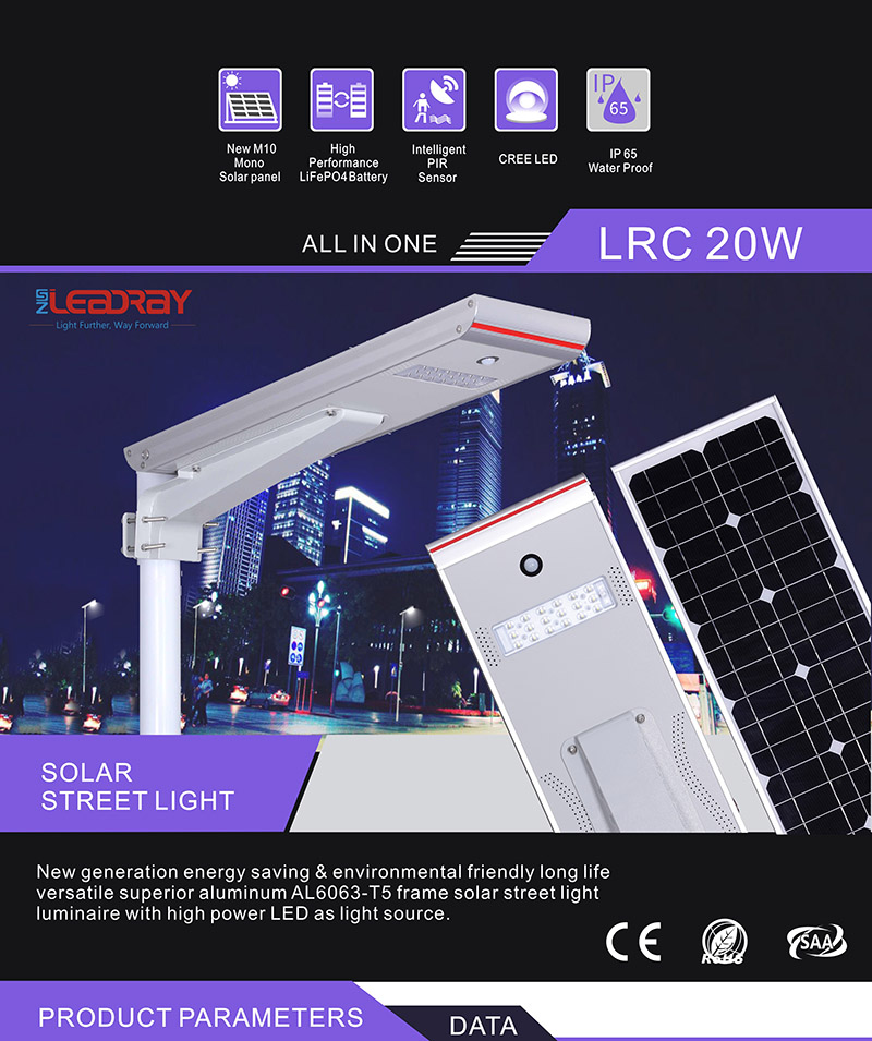 Solar LED Street Light with PIR Motion Sensor High Brightness Outdoor Ip65