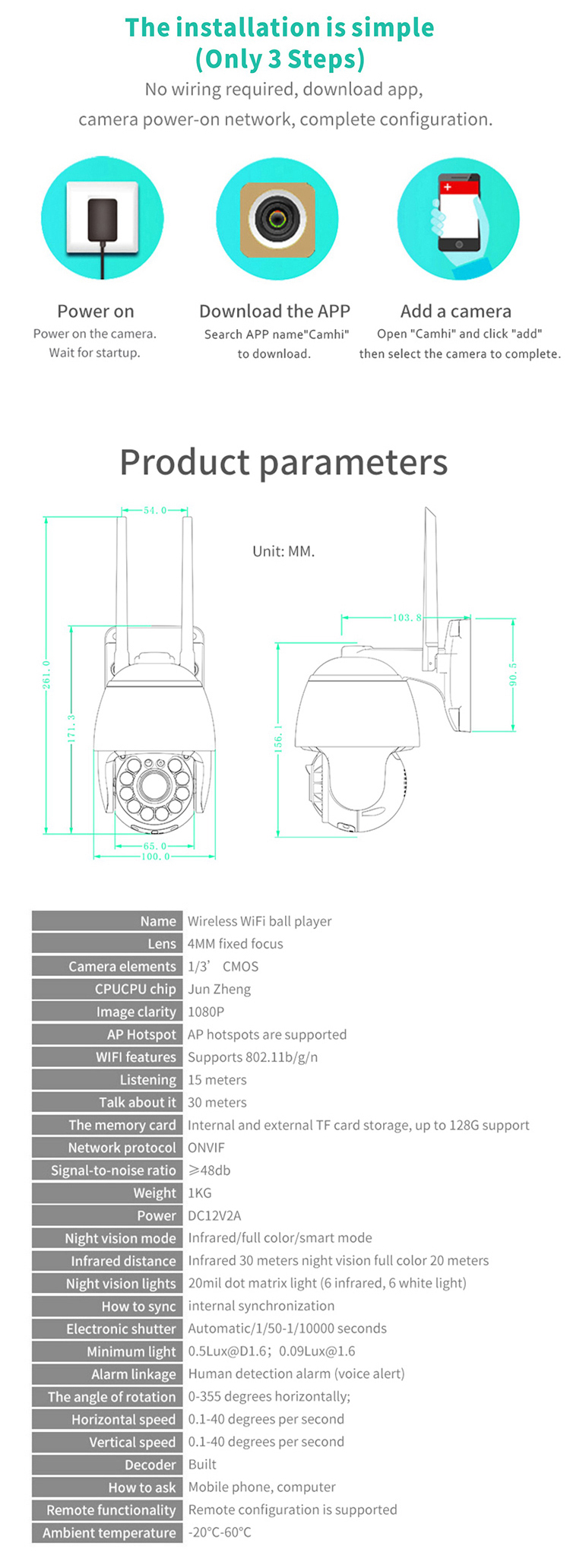 2 Inch Super Mini Size Case PTZ Dome Camera