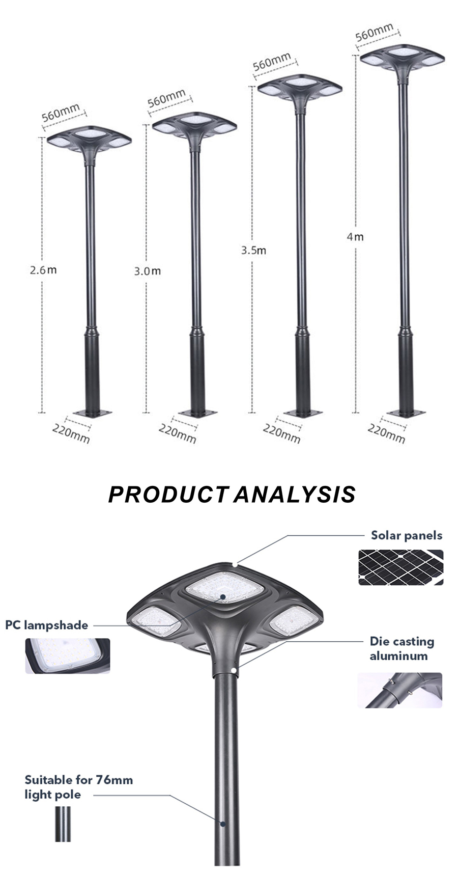 Die-casting aluminum Led pole top light 32w garden lighting