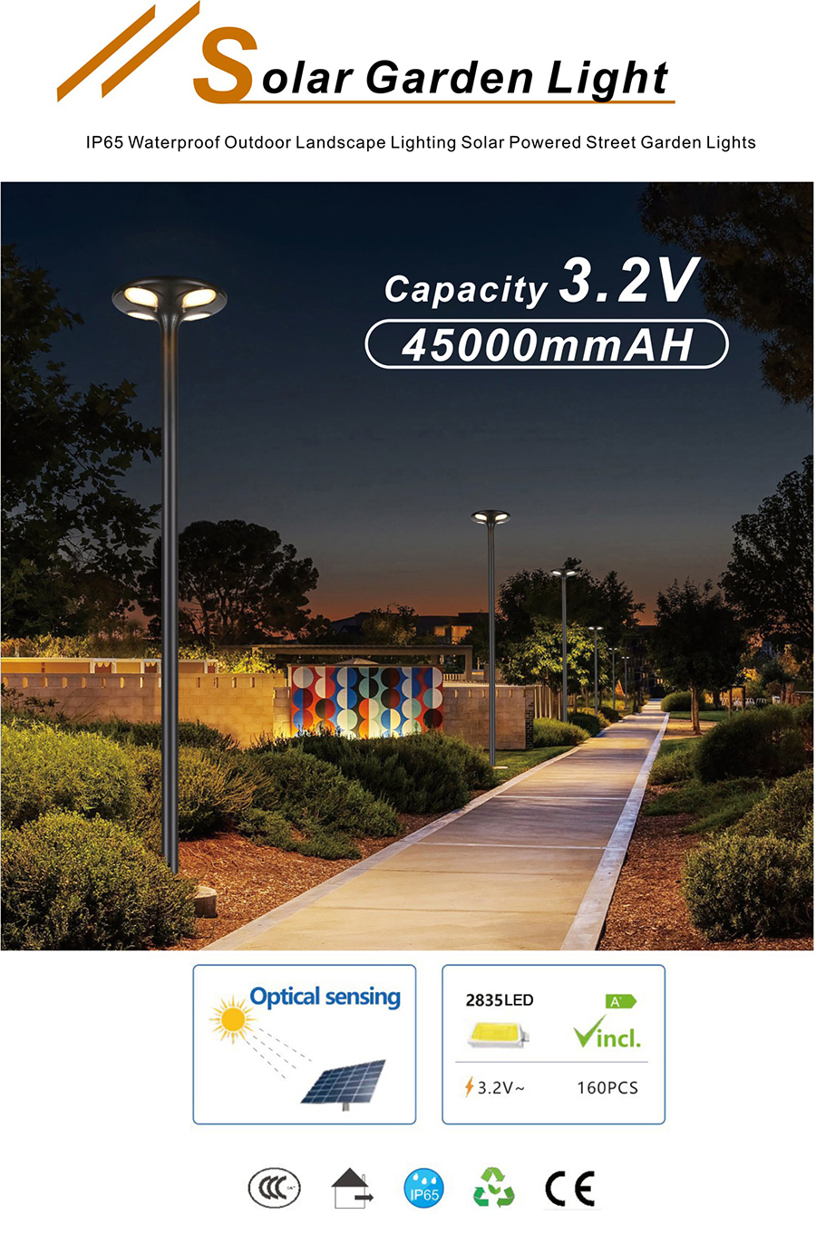 All in One Solar Courtyard Light for Garden Yard