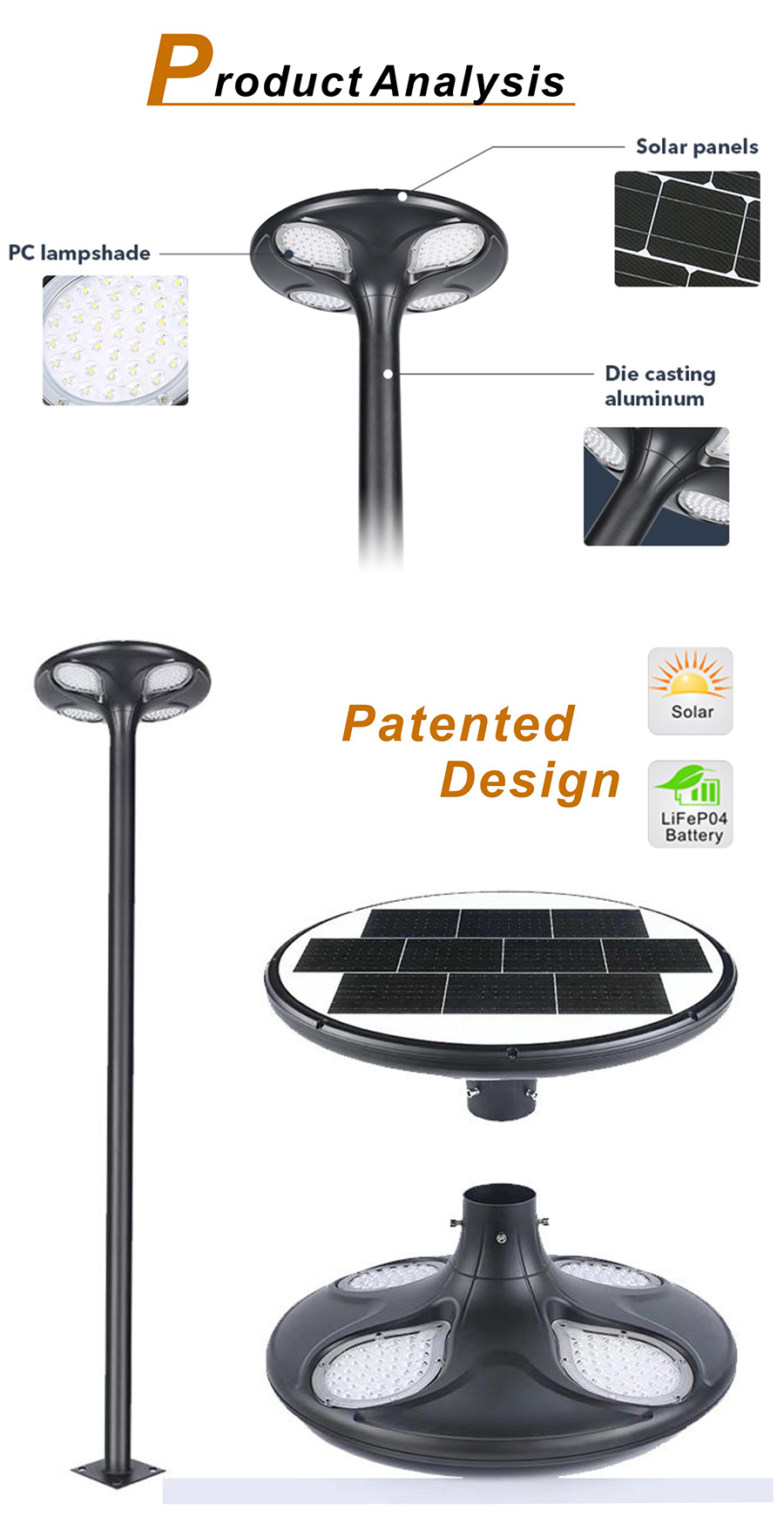 All in One Solar Courtyard Light for Garden Yard