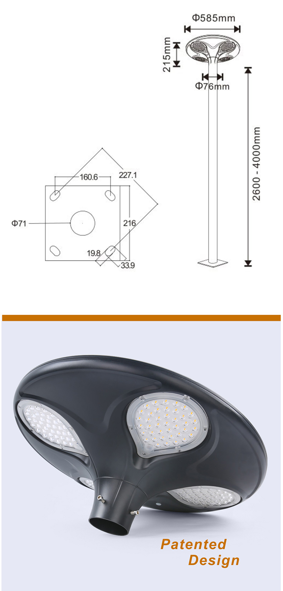 All in One Solar Courtyard Light for Garden Yard