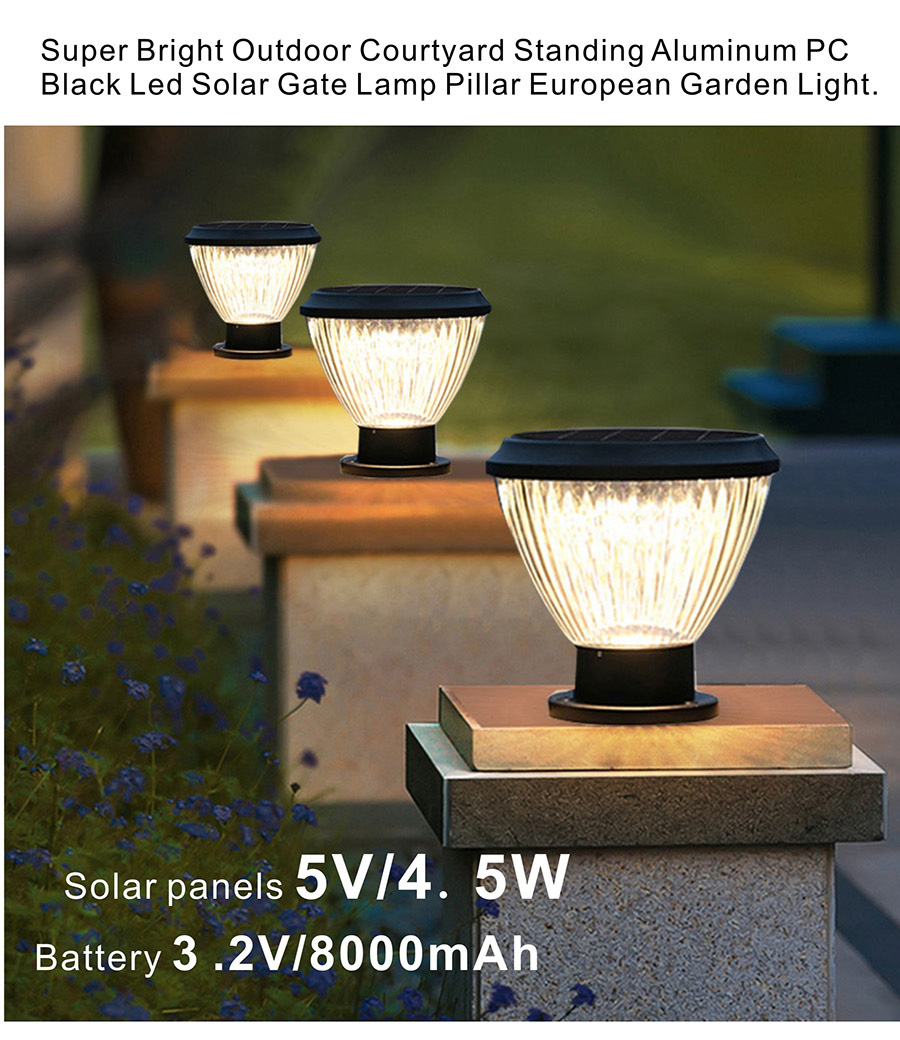Solar Powered Bollard Lawn Lamp Villa