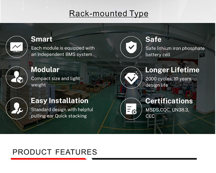 Household solar inverter lithium iron phosphate battery rack mounting battery