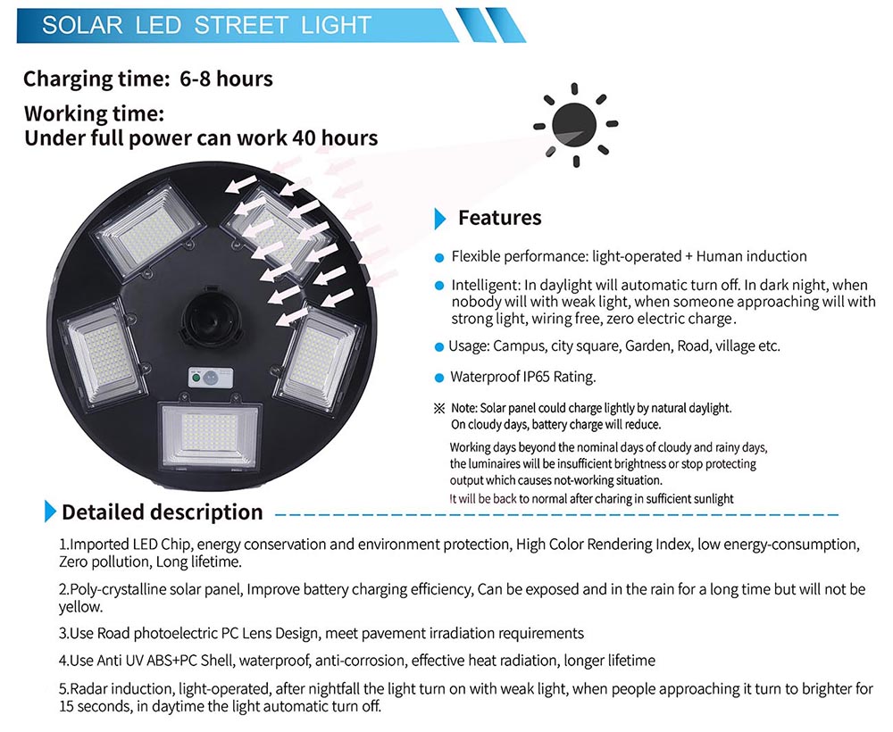 100w 200w LED Solar Garden Light