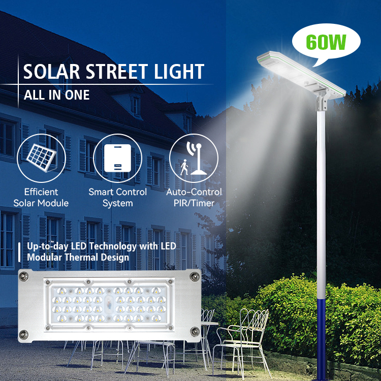 IP65 Waterproof Luminous Flux 10800Lm 30W-120W Outdoor Solar Street Light System