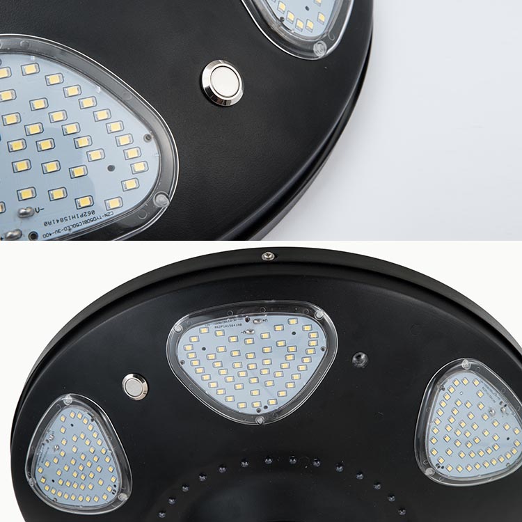 Outdoor Round Solar Street Light 50W  ufo Flood Light with Pole Aluminum 6000lumens with Battery for the Garden