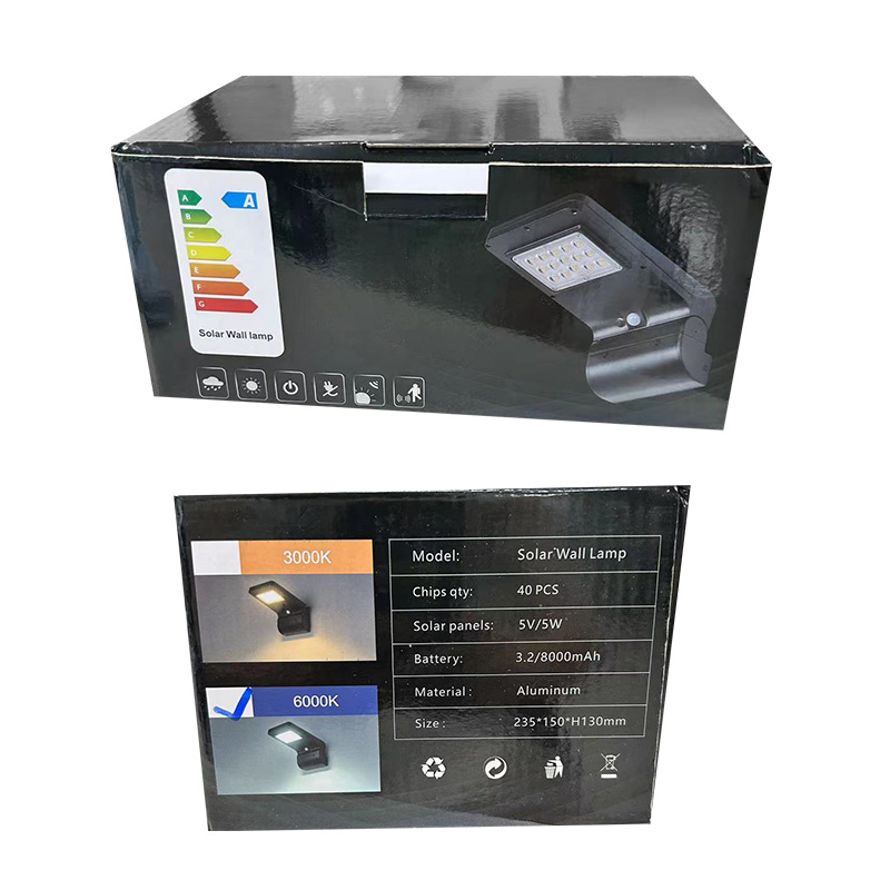 Modern Waterproof PIR Motion Sensor Solar Led Wall Lamp for Garden Pathway Home Security Outdoor Lighting