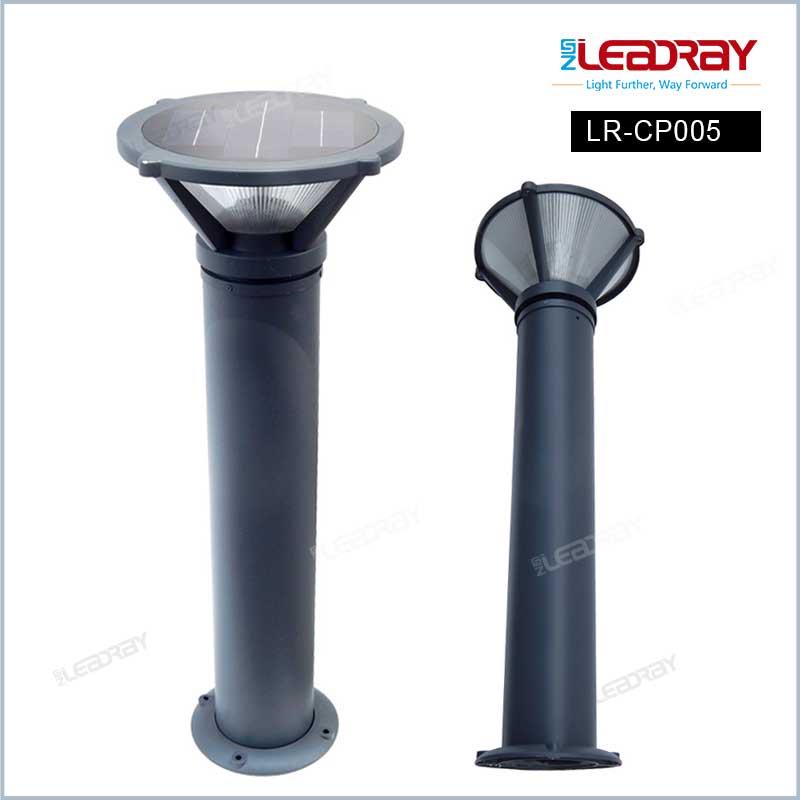 Garden Aluminium Automatic Solar Bollard Light Light Sensor Inbuilt Lithium Battery Glass Crystal Body