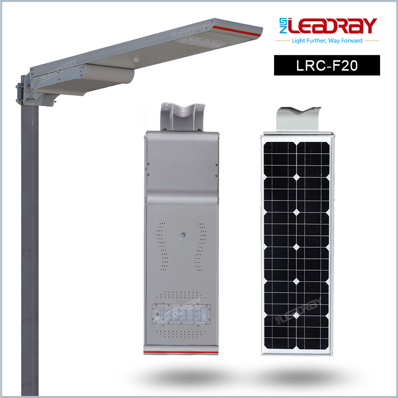 20W All In One Solar Street Lights Aluminum Housing Sensor Time Control Whole Night Light Smart