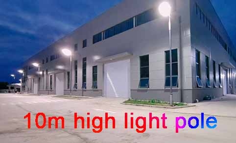 The 10-meter solar street light installed in the industrial area