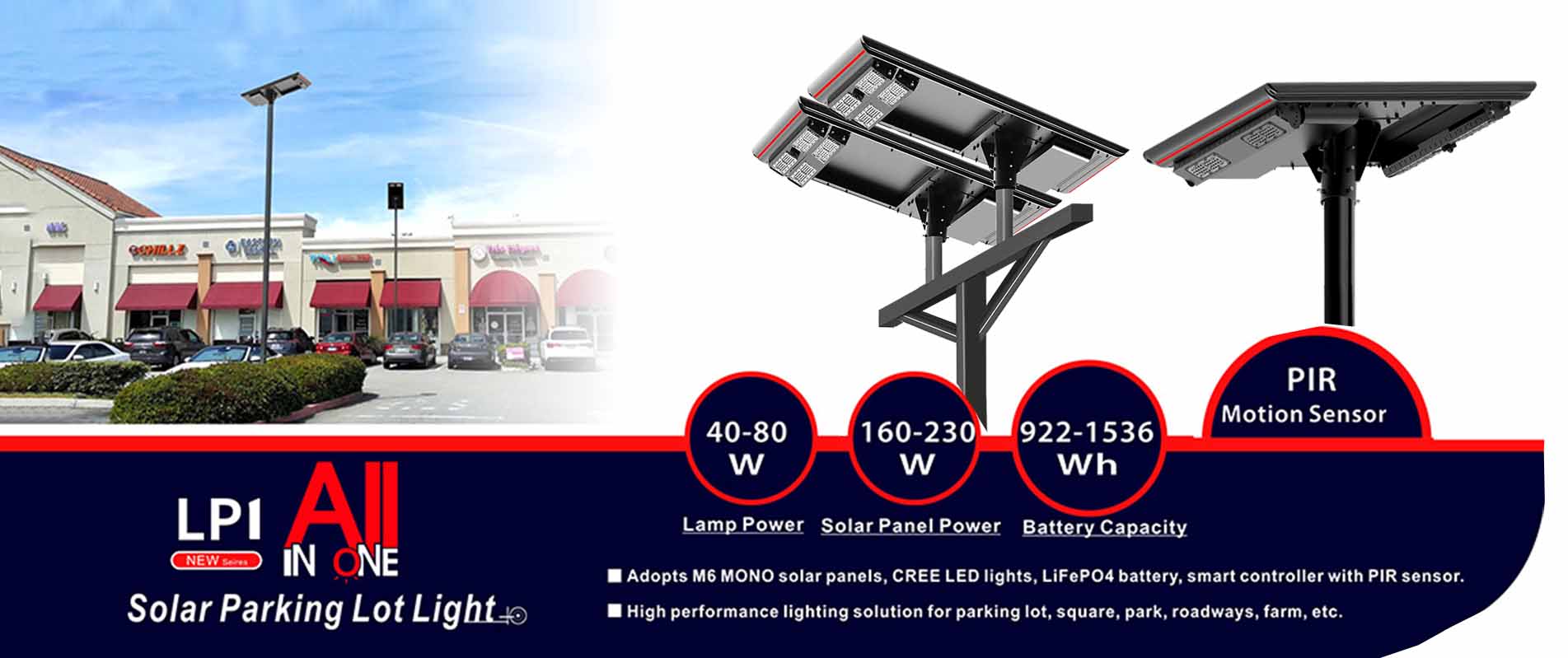 Solar Parking Lot Light Aluminum Garden Park Landscape Lighting