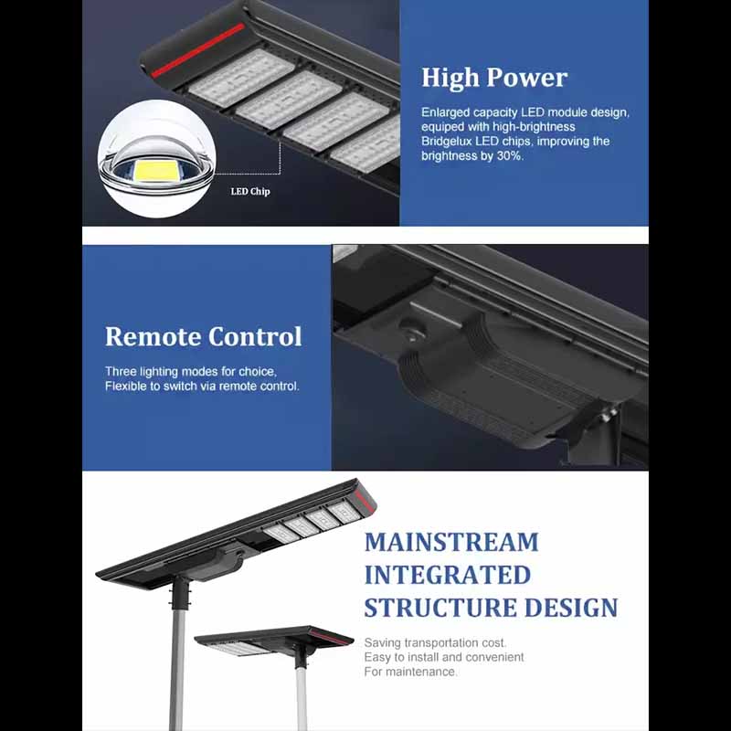 All-in-one High Quality High Wattage Solar Street Light 12.8V 615Wh All In One Solar Street Lamps Lamparas Solares Garden Road Solar Led Street Light