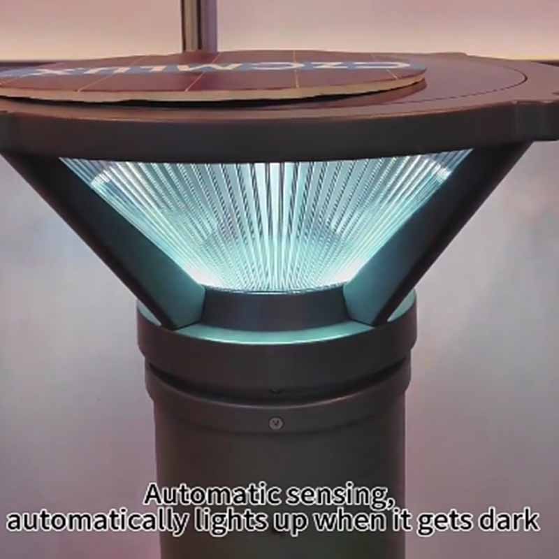 Garden Aluminium Automatic Solar Bollard Light Light Sensor Inbuilt Lithium Battery Glass Crystal Body