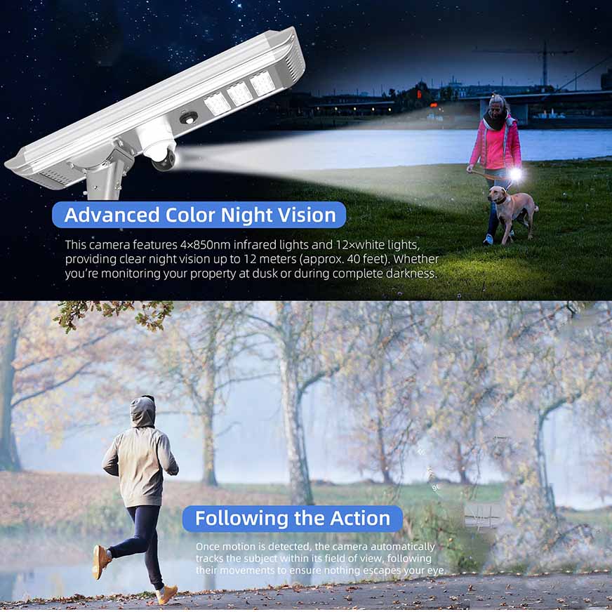 60W Solar Street Light With Camera 4G Wifi 4MP