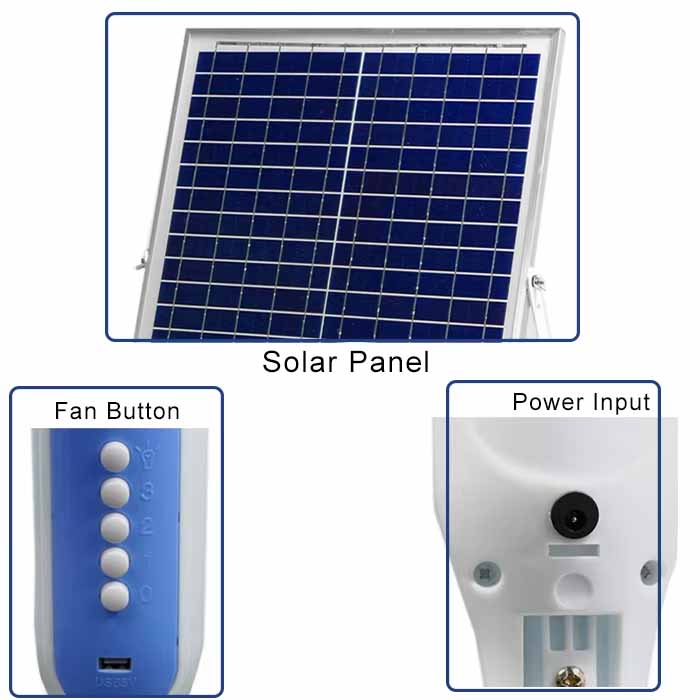 Solar Rechargeable Power Electric Fan Solar Fan with Solar Panel Solar Fan