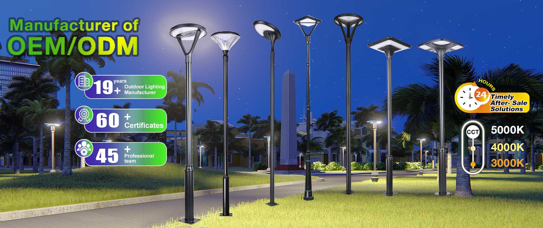 Solar Parking Lot Light Aluminum Garden Park Landscape Lighting