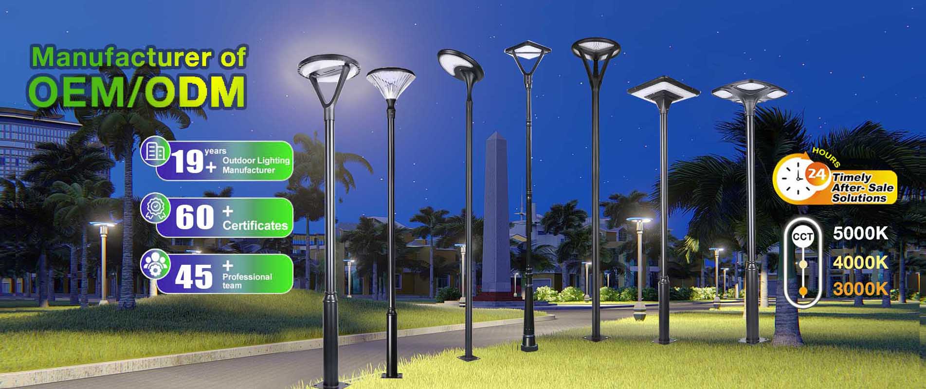 Solar Parking Lot Light Aluminum Garden Park Landscape Lighting