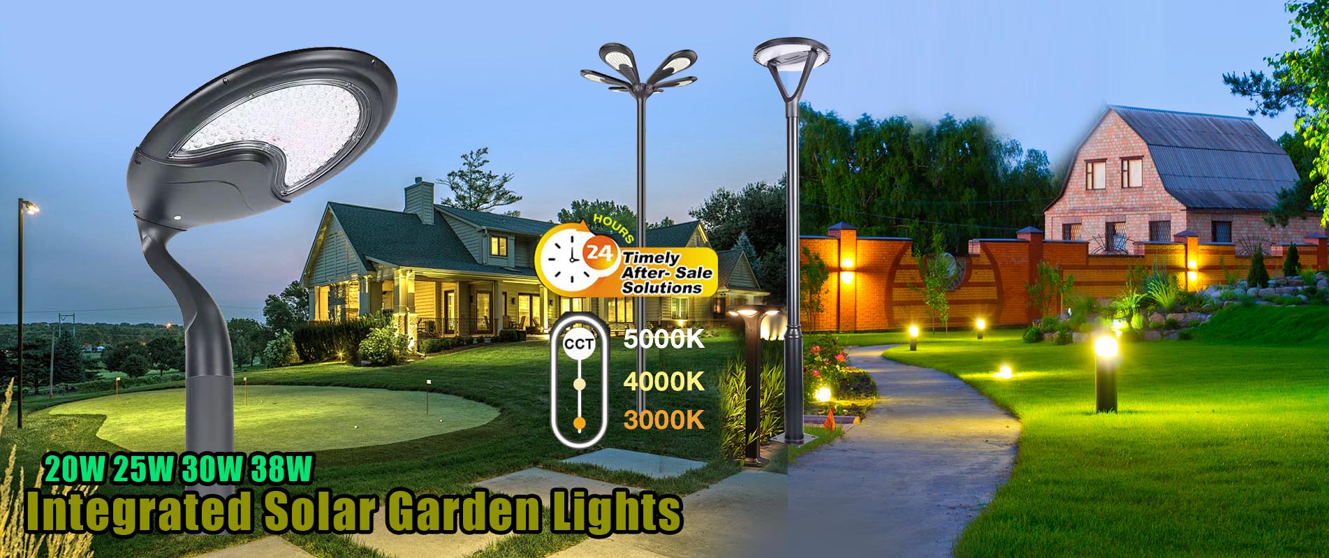 Solar Parking Lot Light Aluminum Garden Park Landscape Lighting