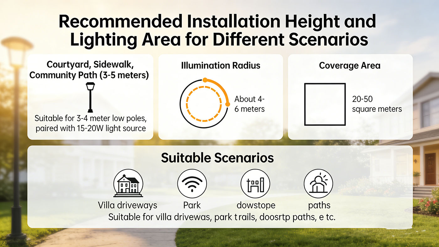 Recommended installation height and lighting