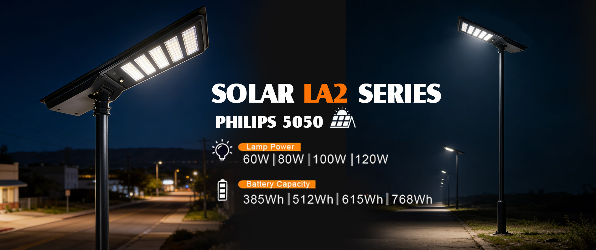 60w Durable High Efficient Pole Led Solar Street Light IP66 6500K Rader Sensor Solar Street Light