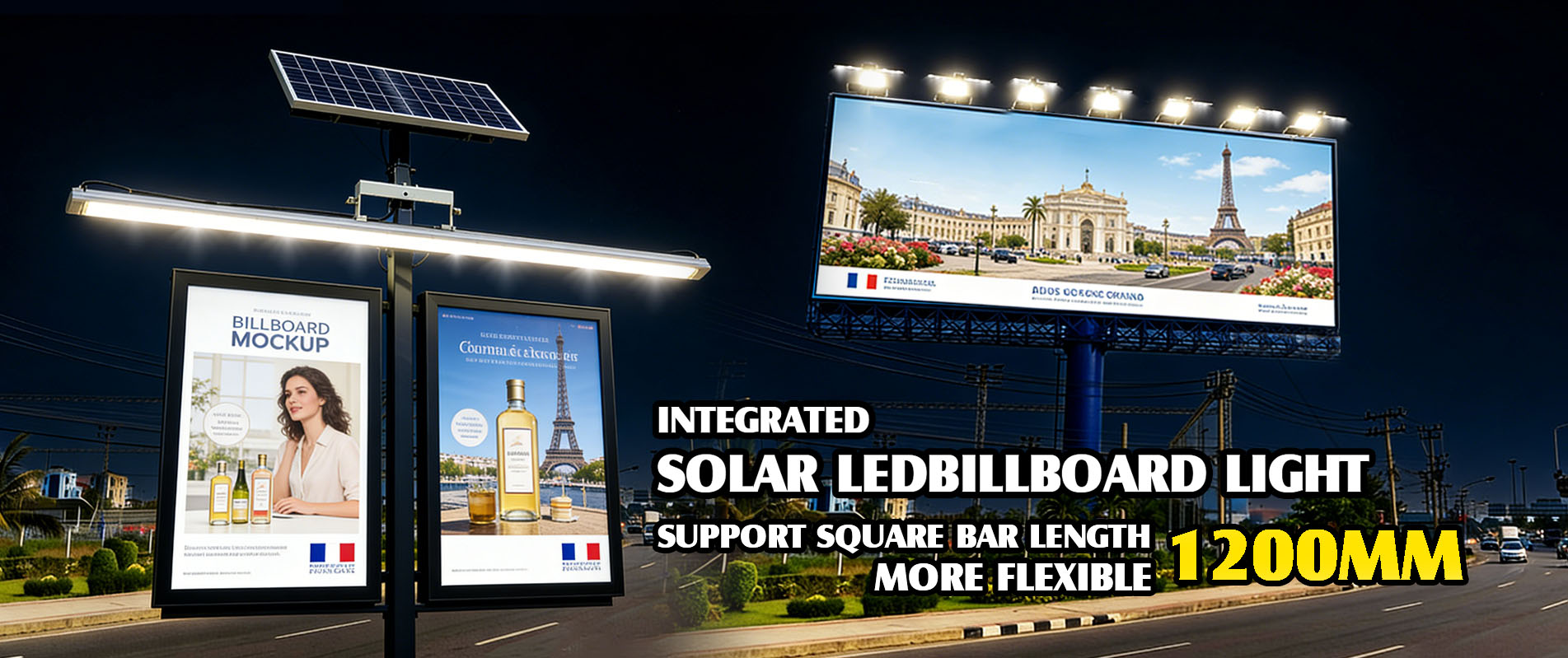 Advertising Trivision Billboard 36W LED With Solar Power