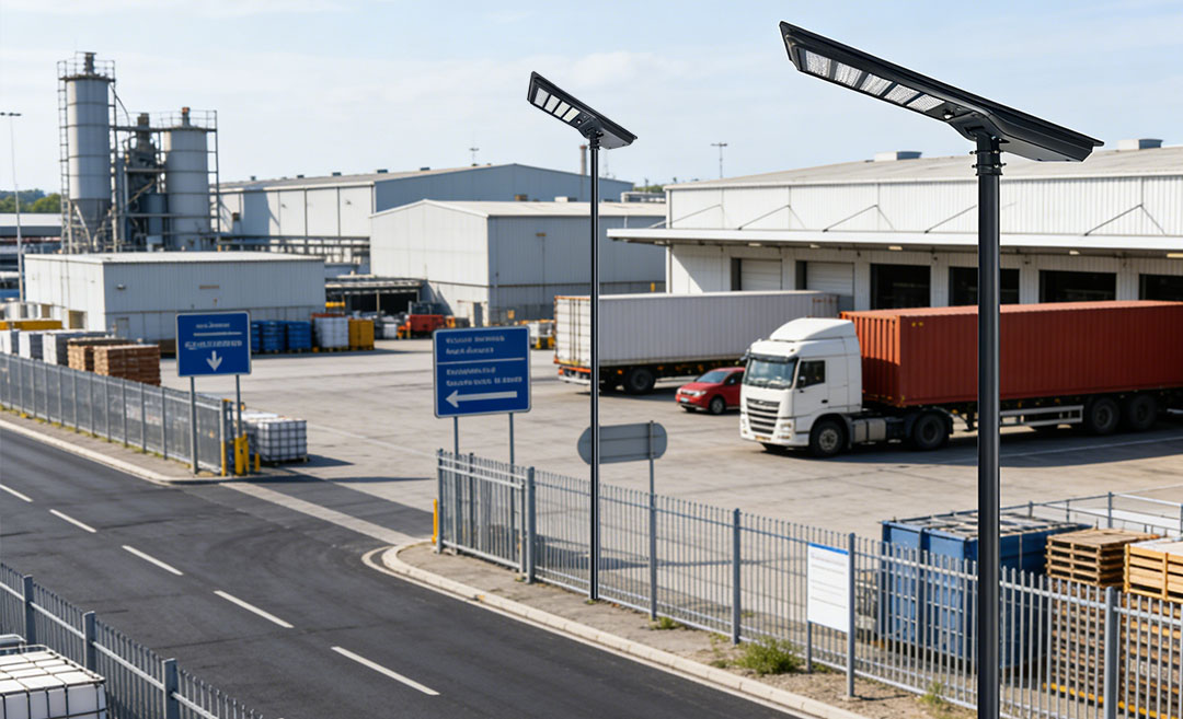 Installation of solar street lights and lighting sources in Oran Industrial Park, Algeria