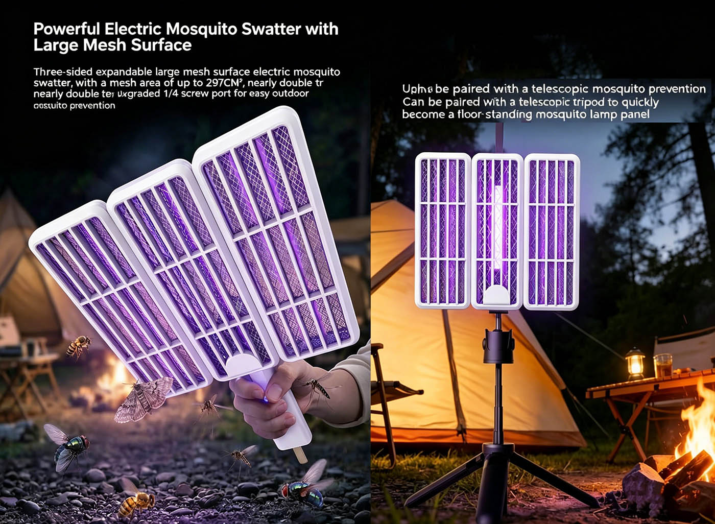 V4 Foldable Mini Electric Mosquito Swatter 