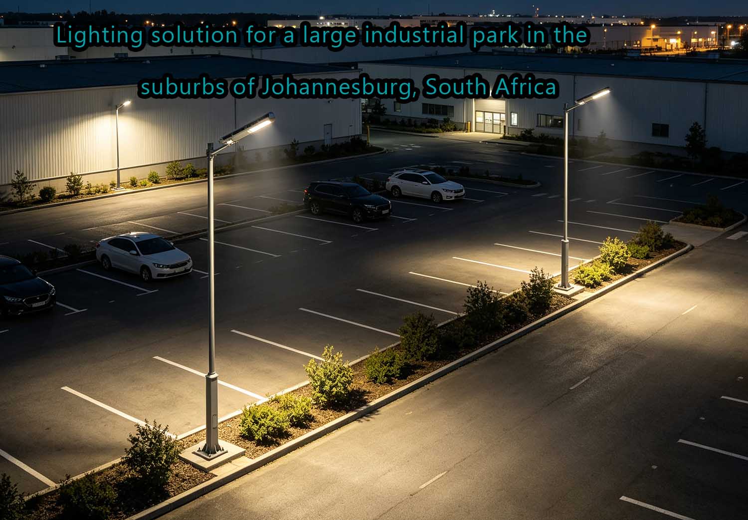 LRC-L series integrated solar street light night lighting solution for a large industrial park lighting project in the suburbs of Johannesburg, South Africa