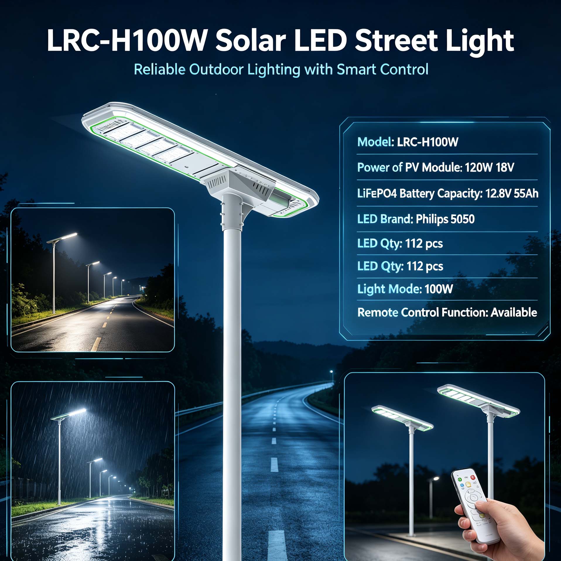 100W All-in-One Solar Street Light