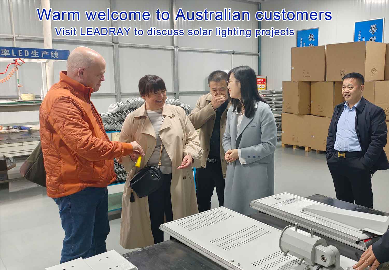 We warmly welcome Australian customers to visit LEADRAY for negotiations on solar lighting projects