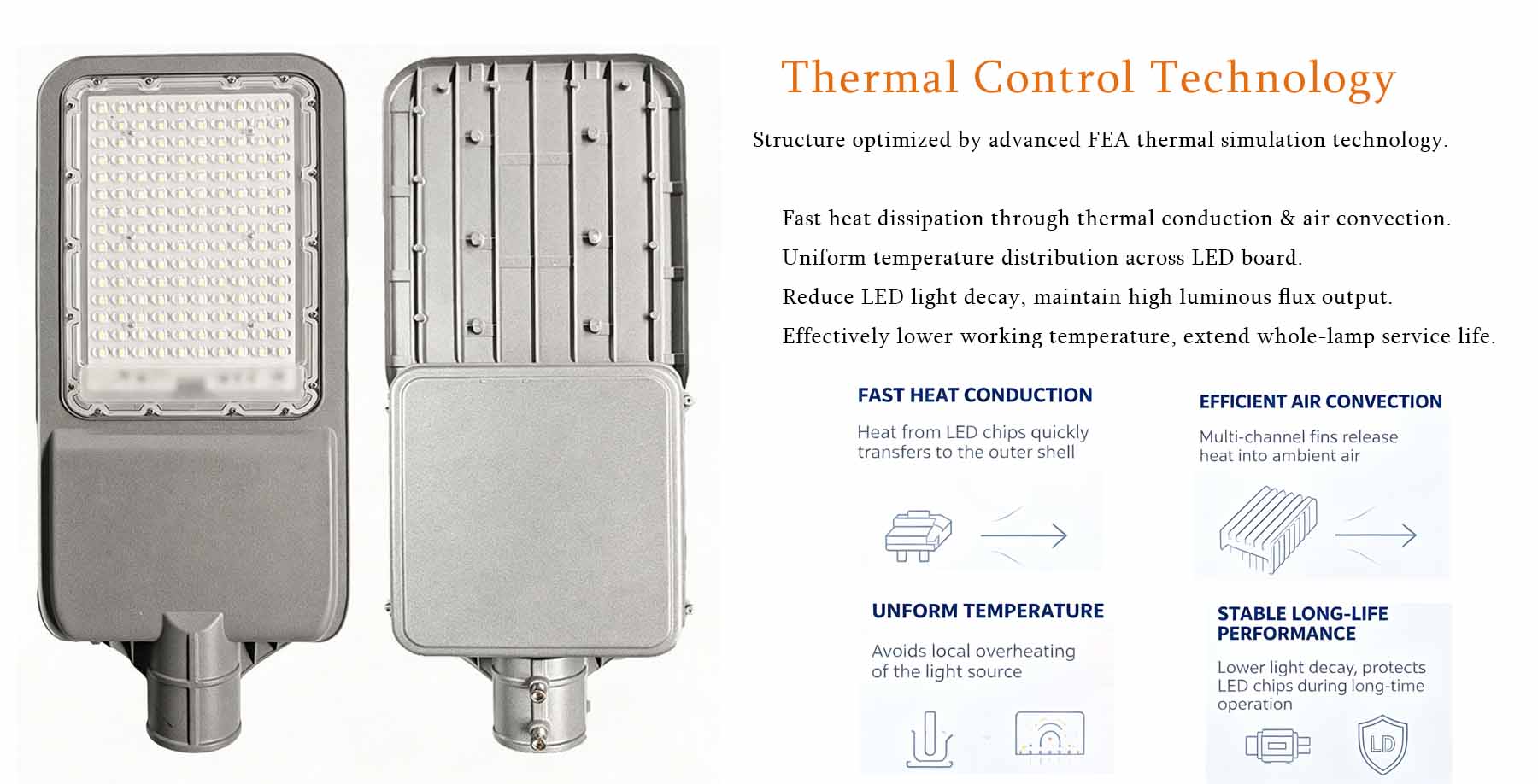 Structure optimized by advanced FEA thermal simulation technology. Structure optimized by advanced FEA thermal simulation technology.