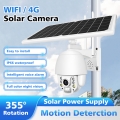 WiFi Solar Powered 1080P Battery IP PTZ Security Dome Camera Wireless Outdoor CCTV Camera