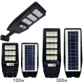 ABS waterproof remote control large capacity battery super bright commercial rada human sensor 100w 300w solar street light outdoor