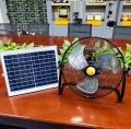 12V DC solar energy power battery portable rechargeable floor fan Stand Angle Adjustable Recharge Portable Solar Panel Table Fan
