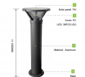 Garden Aluminium Automatic Solar Bollard Light Light Sensor Inbuilt Lithium Battery Glass Crystal Body
