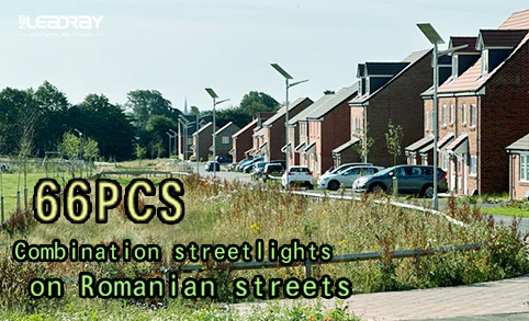 Combination streetlights on Romanian streets